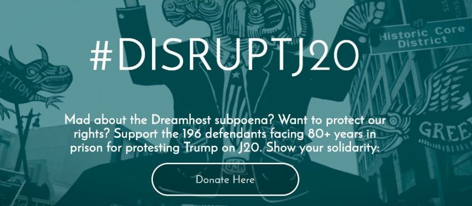 disruptj20為反對川普政權的網站,曾號招反對者在川普就職當天發動抗議活動。